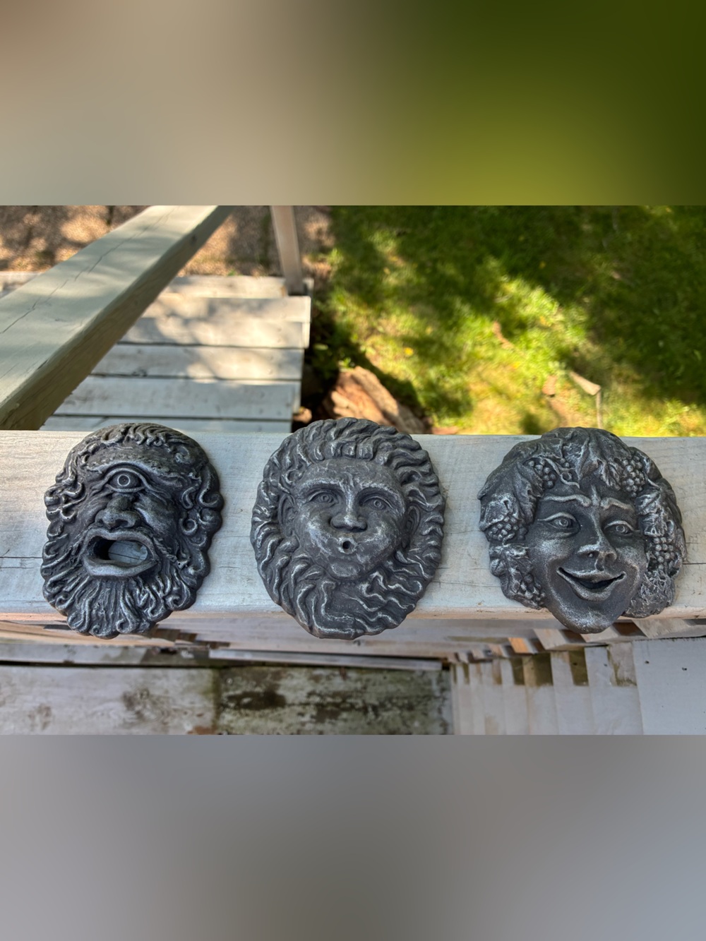 Set of 3 Greek Mythology Wall Plaque Gods Faces Cyclops Elis Dionysus L